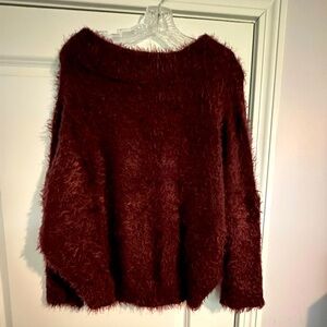 Express Off The Shoulder Feather Wedge Sweater